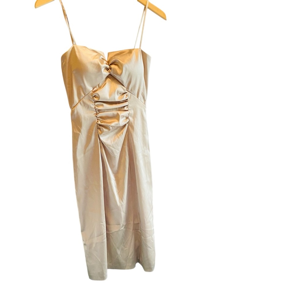 BETSY & ADAM Gold Cocktail Midi Dress